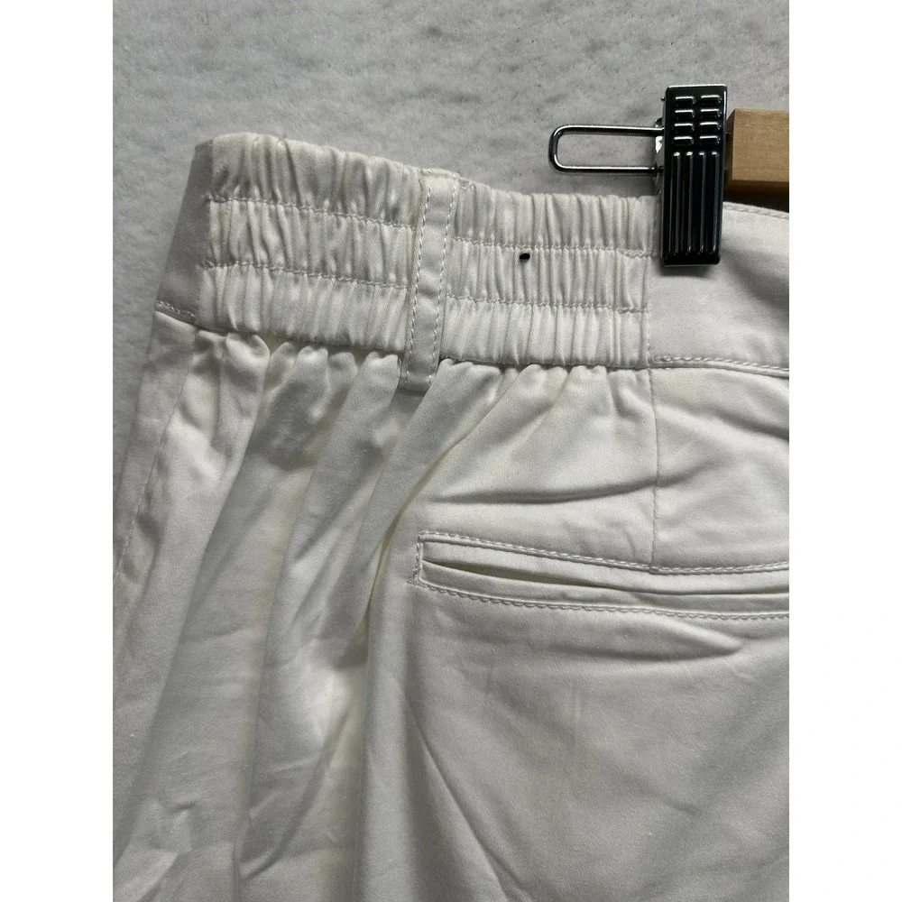 Zac & Rachel Women Crop Pants‎ White 24W Wide Leg Button Detail Cotton